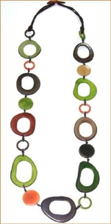 Collar Largo de Tagua Orgánica Multicolor
