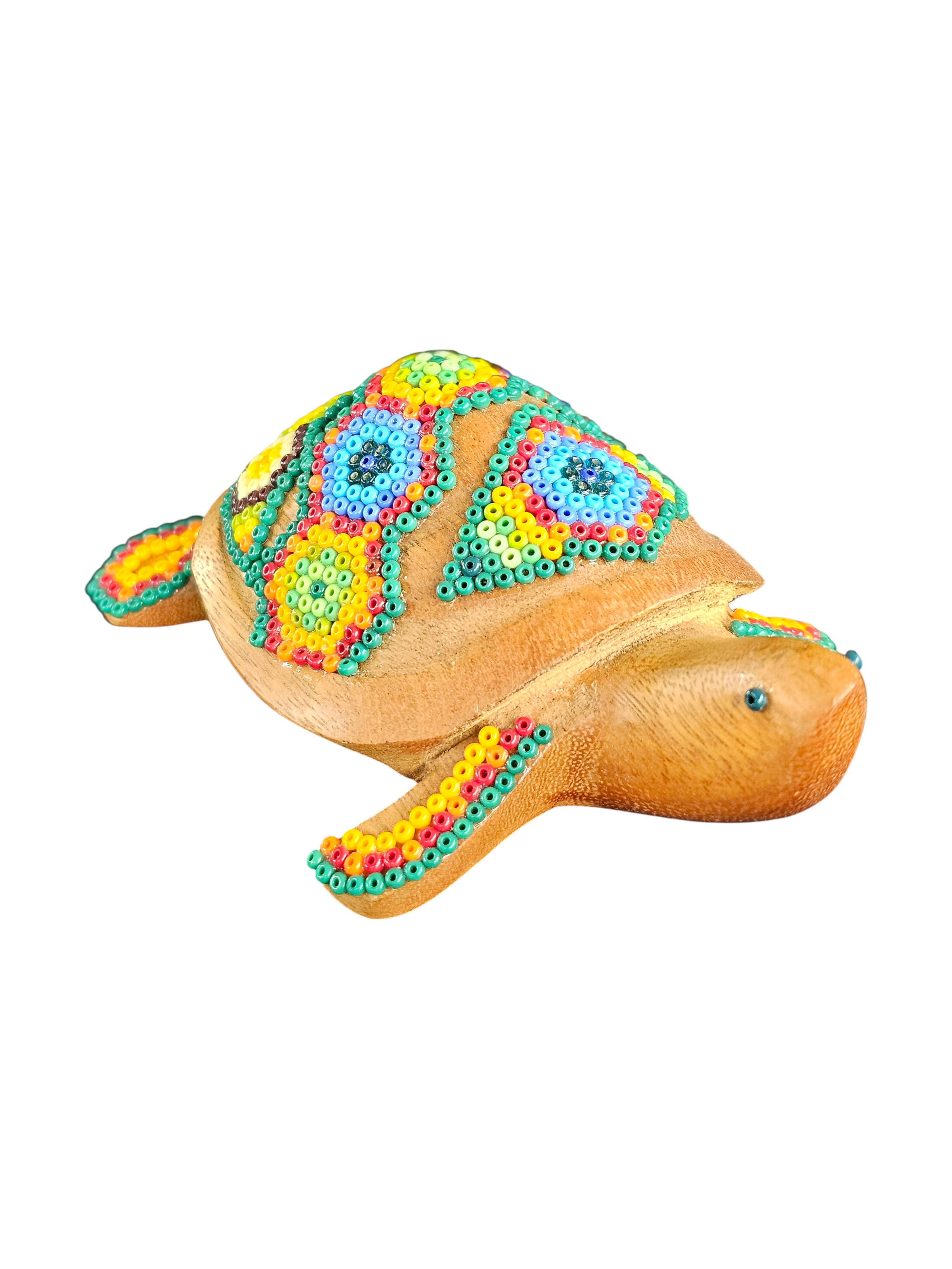 Tortuga Charapa en Madera y Chaquira